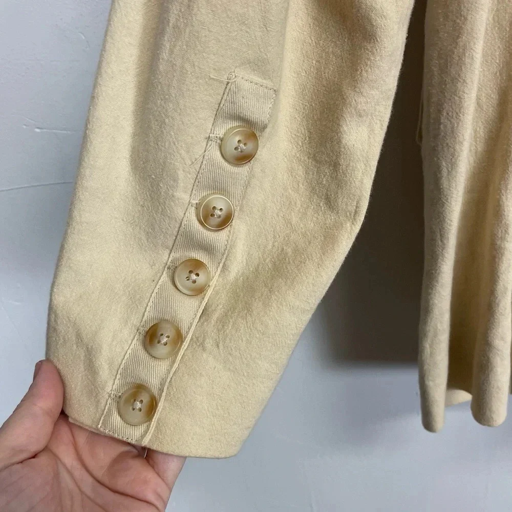 Free People Blazer Womens Size Medium Jacket Linen Olivia Button Up Sand Beige